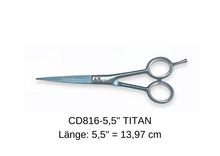 Lade das Bild in den Galerie-Viewer, Solinger Friseurschere CD816-5,5 Titan 5,5" in moderner Verpackung von Weltmeister®