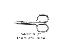 Load image into Gallery viewer, top seller! Solingen nail scissors / cuticle scissors WM102TS with tower tip and patented special cut 3.5" from Weltmeister® Solingen